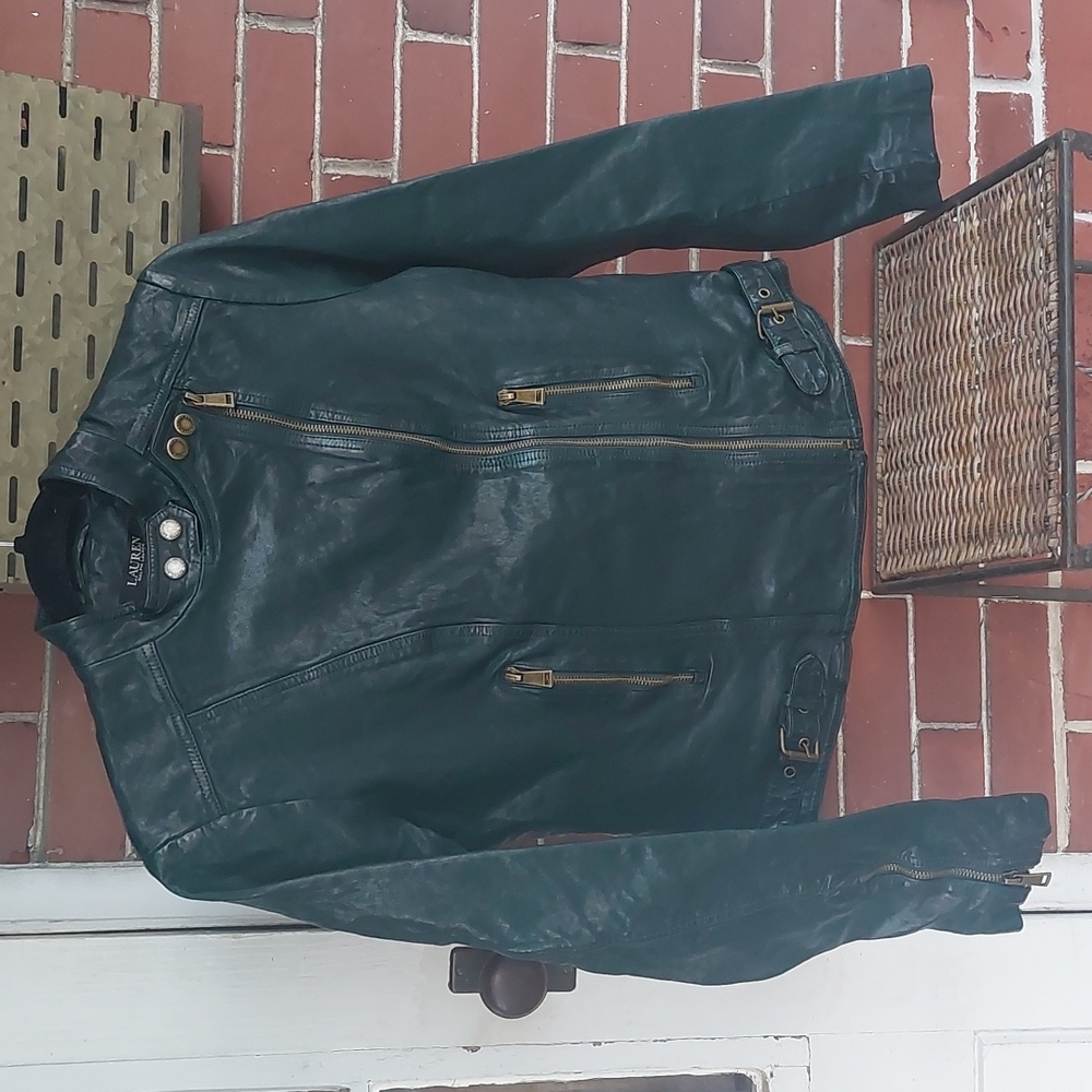 NWT LAUREN Ralph Lauren Fitted Leather Jacket Bundle&Save